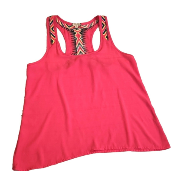 WOMENS Eyeshadow hot pink/magenta bohemian embroidered tank size Medium. - Picture 12 of 16